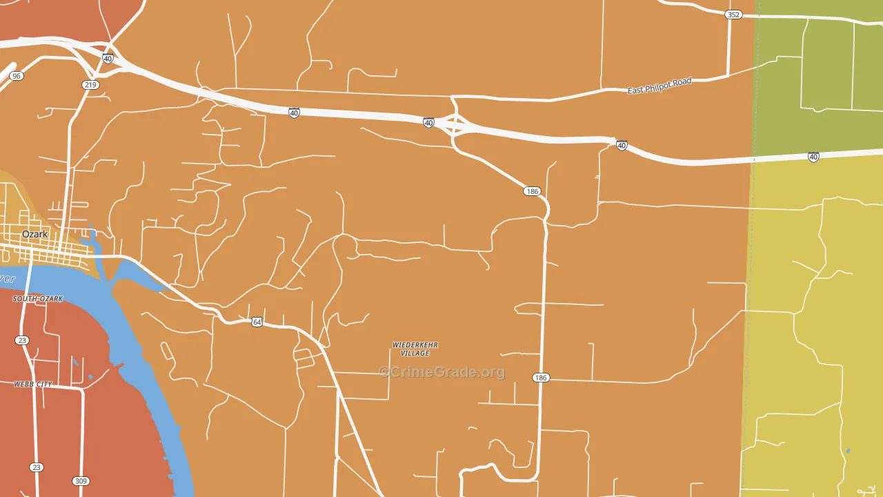Wiederkehr Village, AR Map of Murder Rates