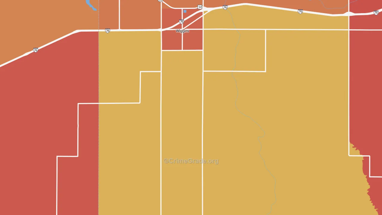 Wiggins, CO Map of Murder Rates