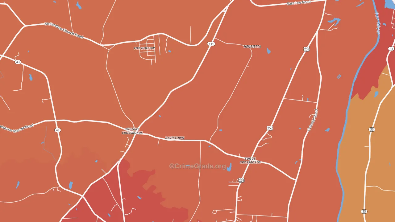 Wiggins Crossroads, NC Map of Murder Rates