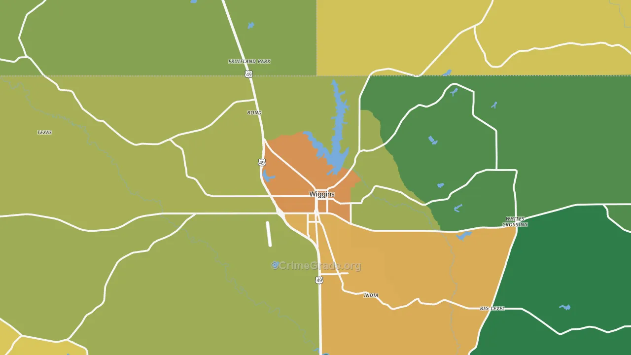Wiggins, MS Map of Murder Rates