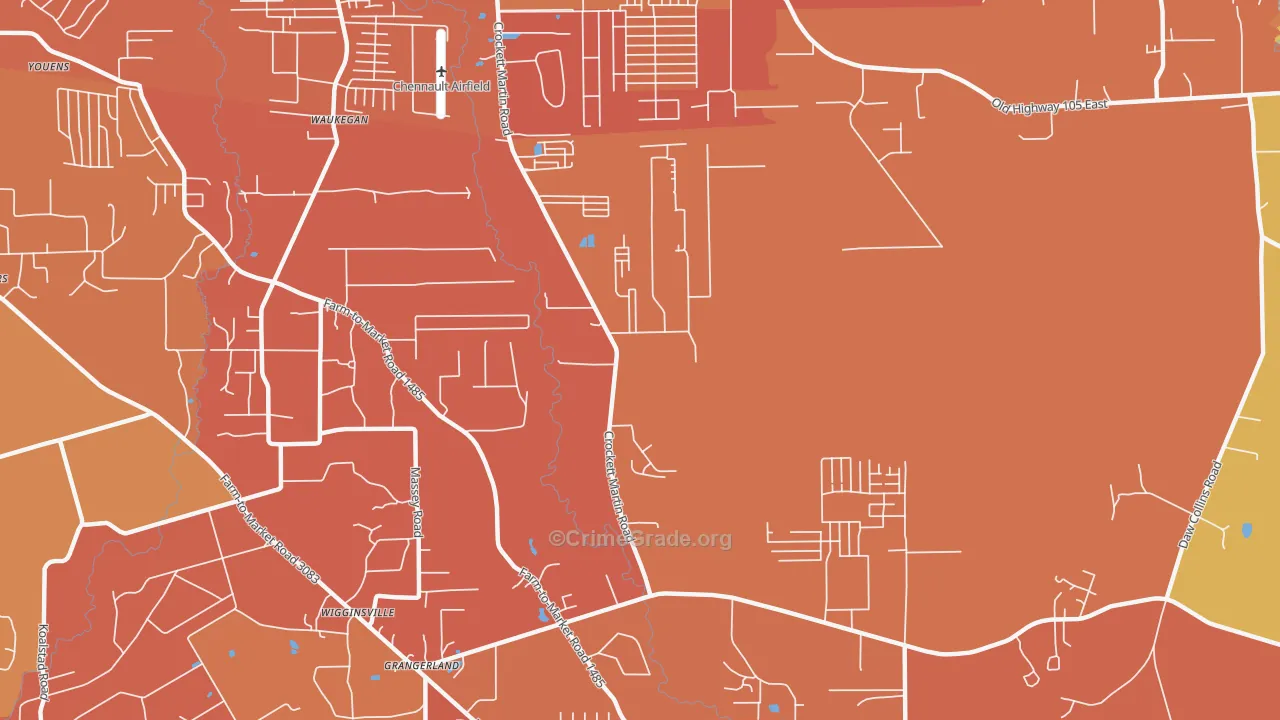 Wigginsville, TX Map of Murder Rates