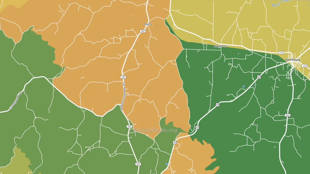 Wiginton, AL Map of Murder Rates