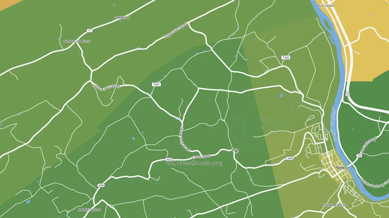 Wila, PA Map of Murder Rates