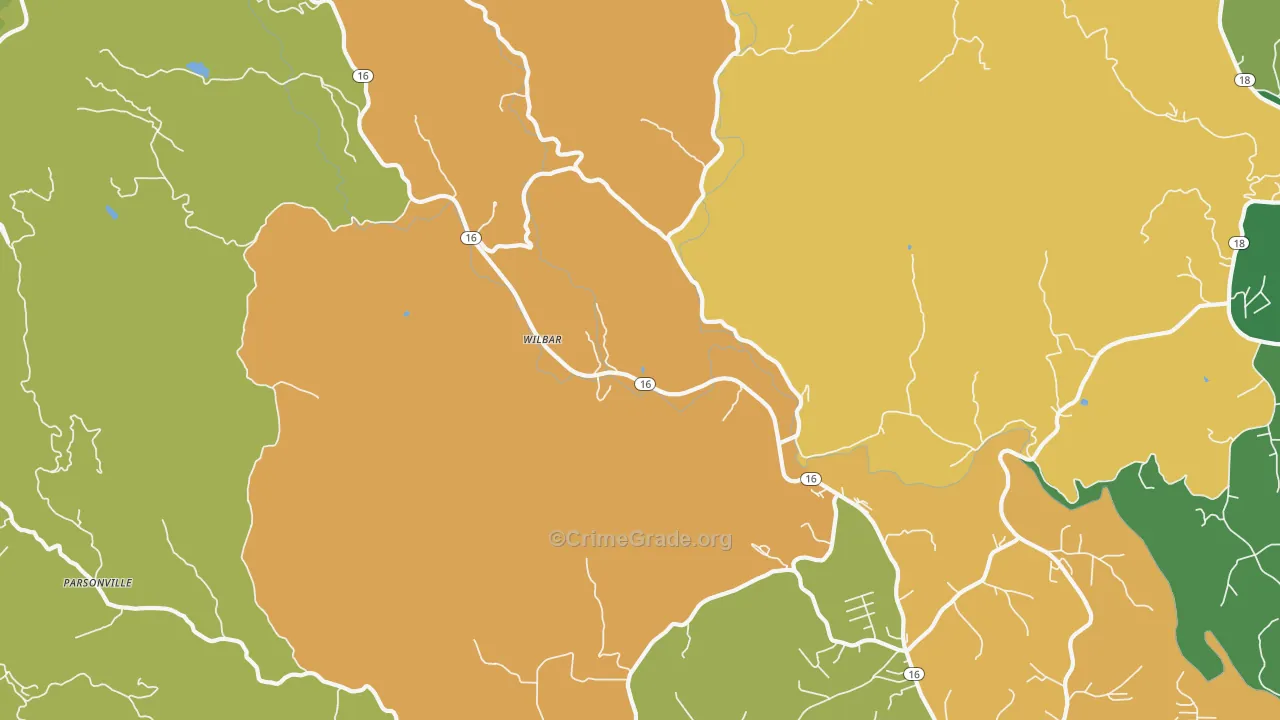 Wilbar, NC Map of Murder Rates