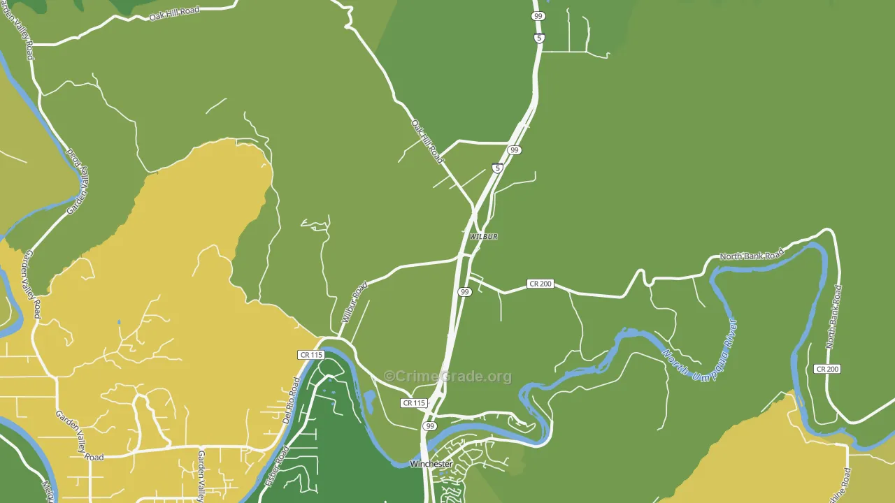 Wilbur, OR Map of Murder Rates