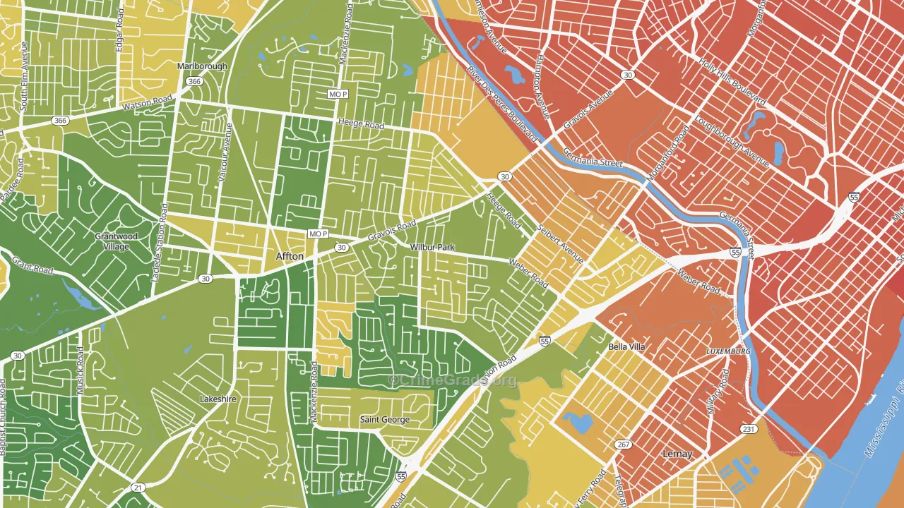 Wilbur Park, MO Map of Murder Rates