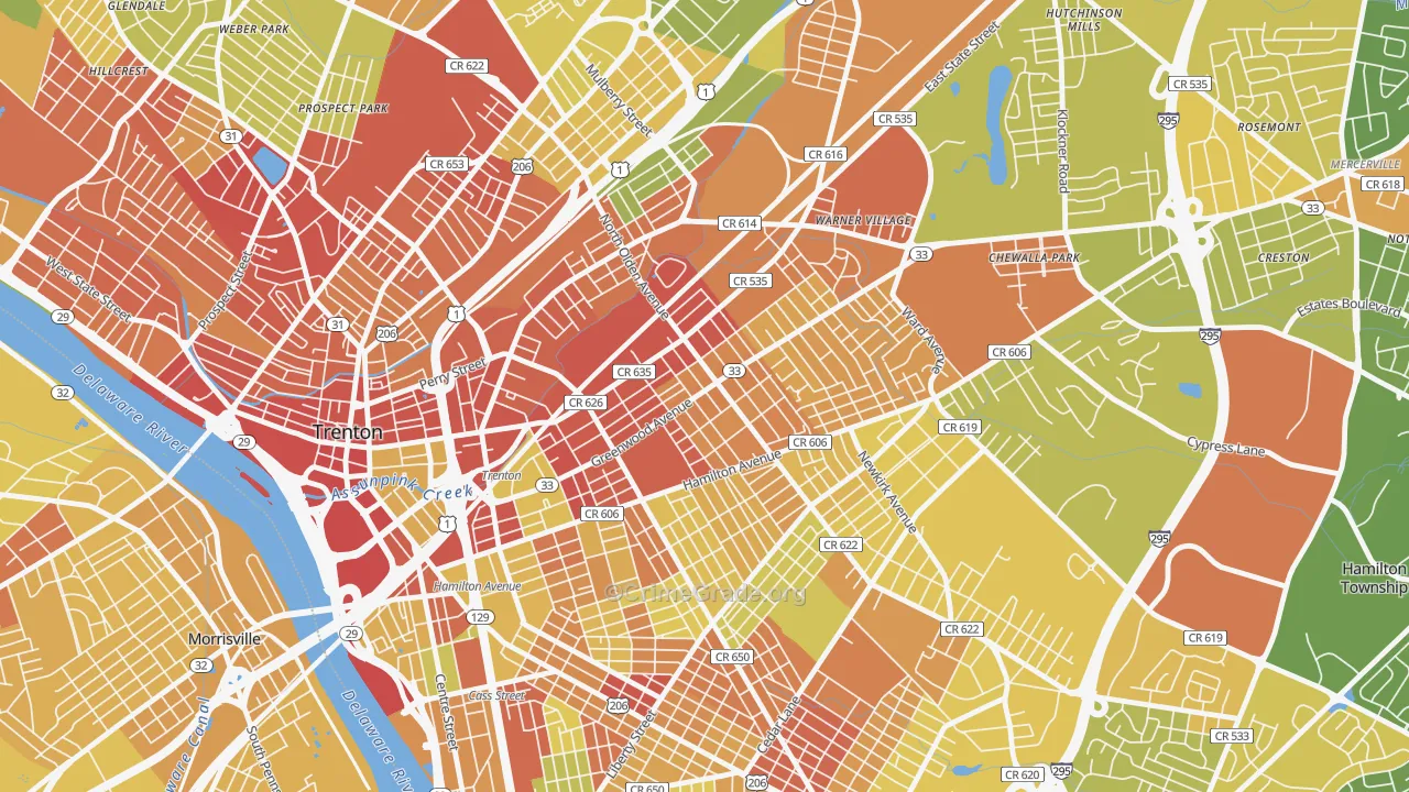 Wilbur, Trenton, NJ Map of Murder Rates