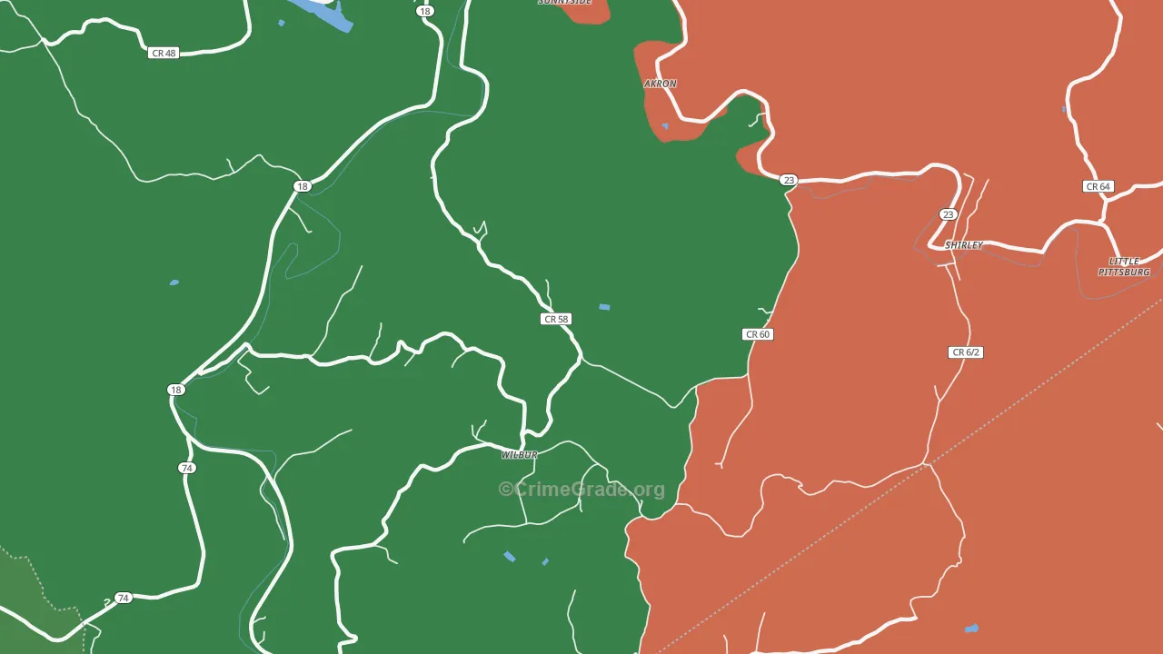 Wilbur, WV Map of Murder Rates