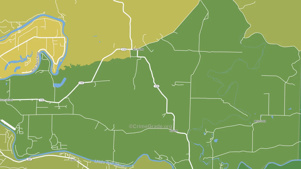Wilburn, AR Map of Murder Rates