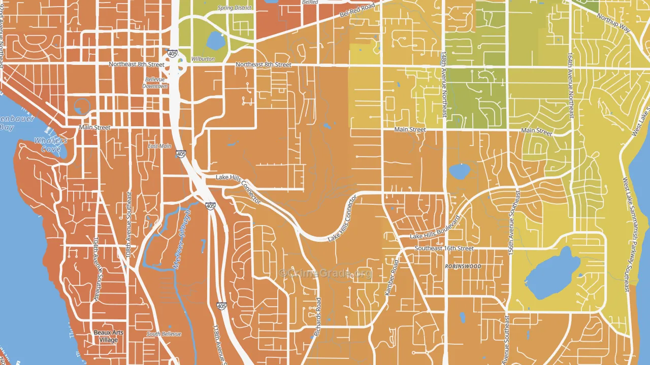 Wilburton, Bellevue, WA Map of Murder Rates