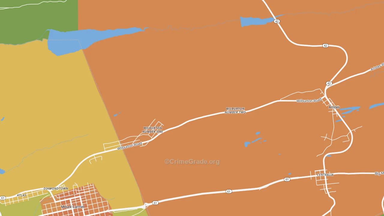Wilburton Number Two, PA Map of Murder Rates