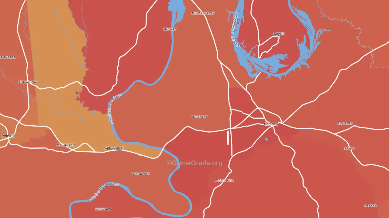 Wilcox County, AL Map of Murder Rates