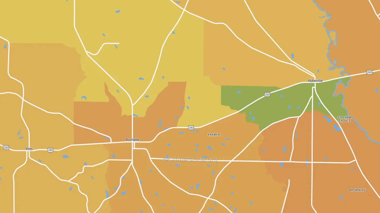 Wilcox County, GA Map of Murder Rates