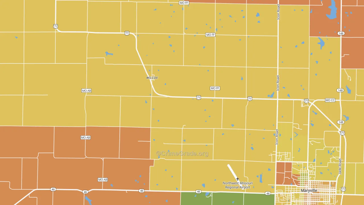 Wilcox, MO Map of Murder Rates