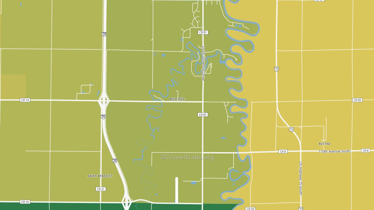 Wild Rice, ND Map of Murder Rates