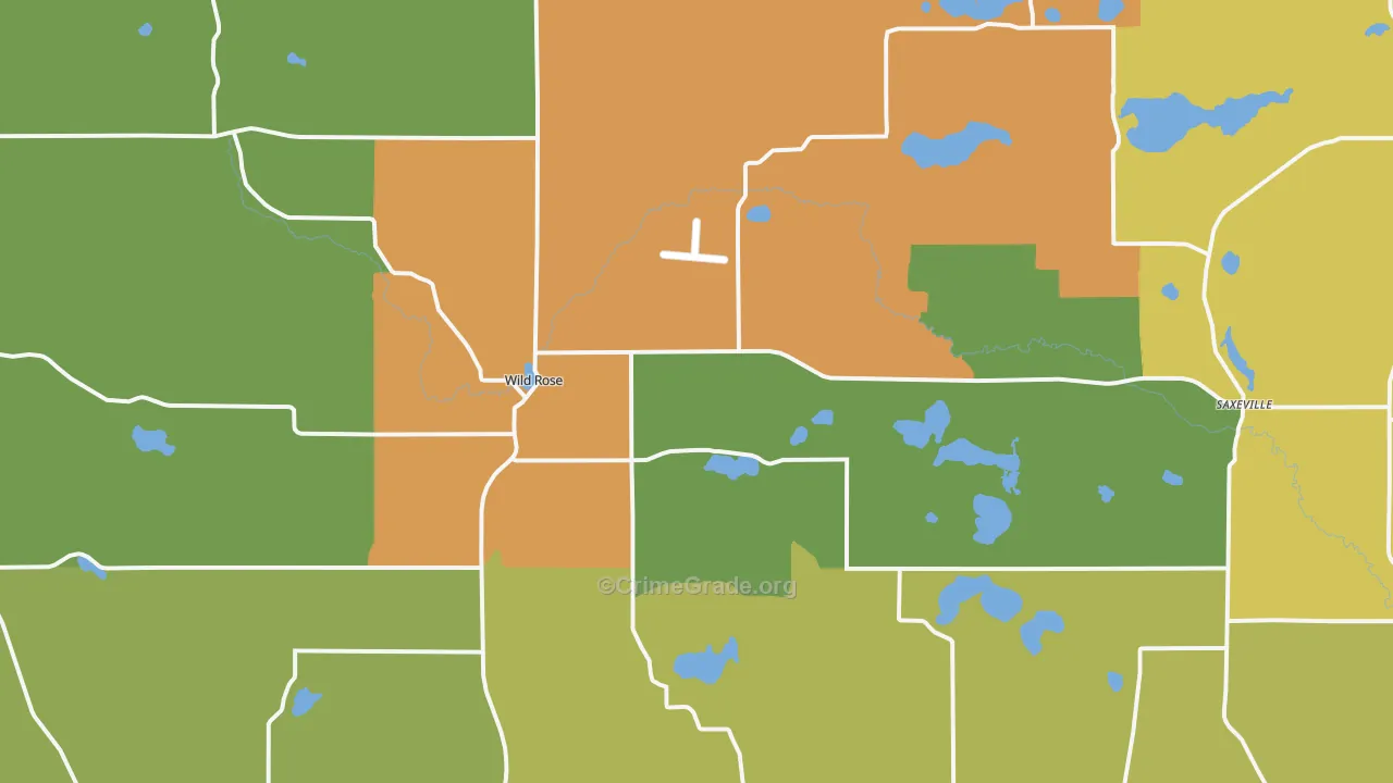 Wild Rose, WI Map of Murder Rates