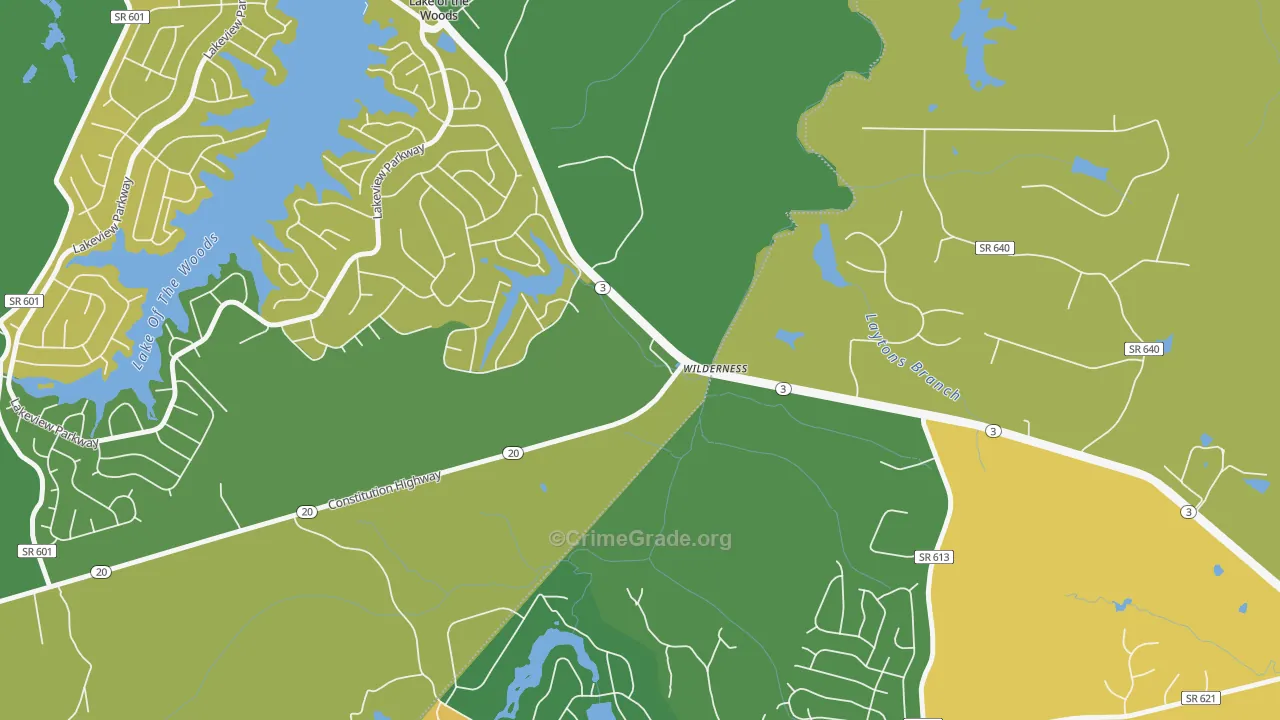 Wilderness, VA Map of Murder Rates
