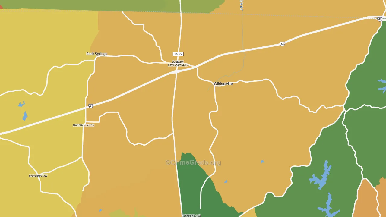 Wildersville, TN Map of Murder Rates