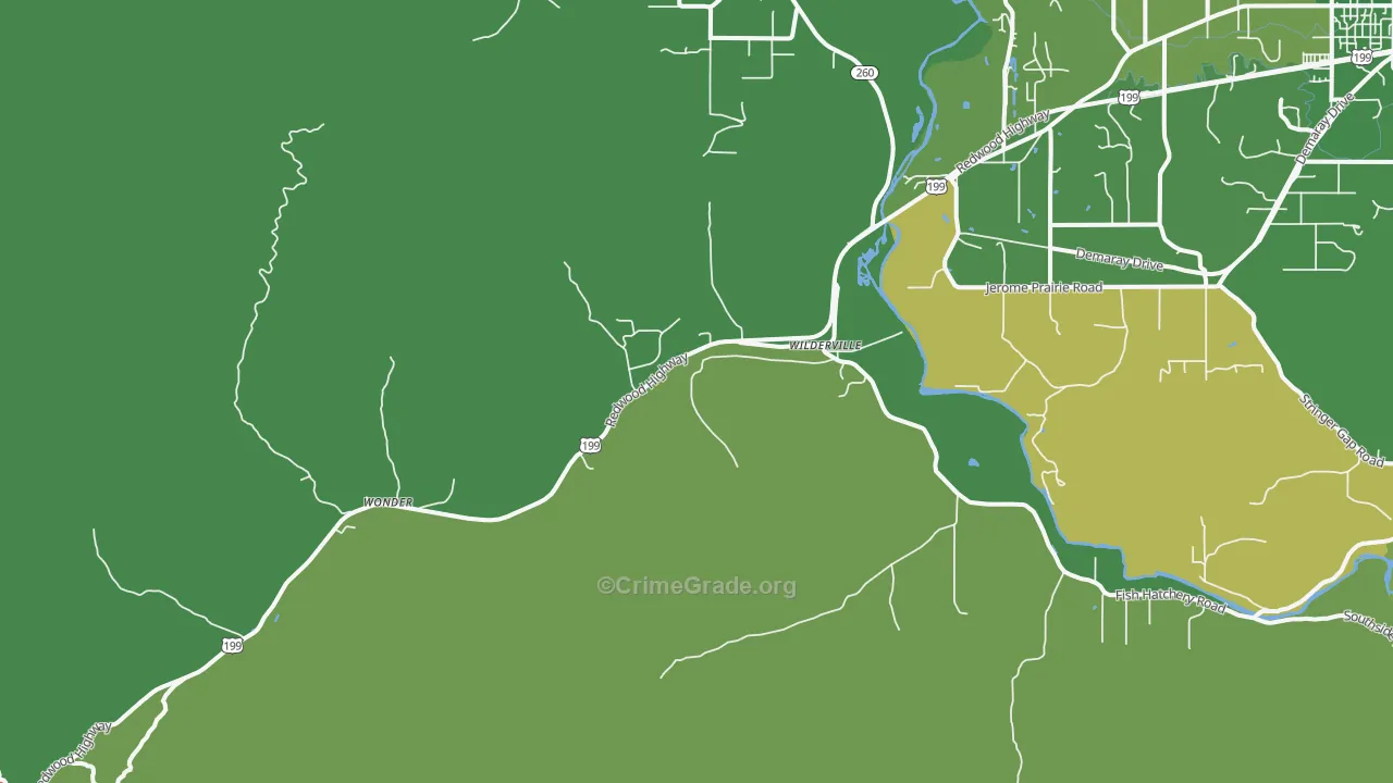 Wilderville, OR Map of Murder Rates
