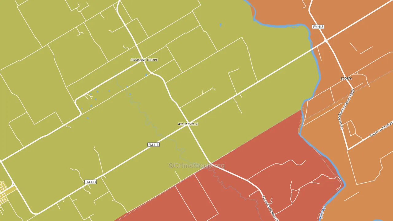 Wilderville, TX Map of Murder Rates