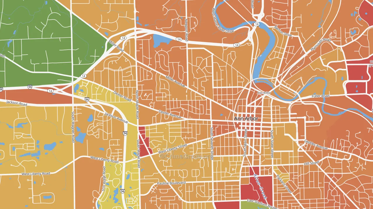 Wildwood, Ann Arbor, MI Map of Murder Rates
