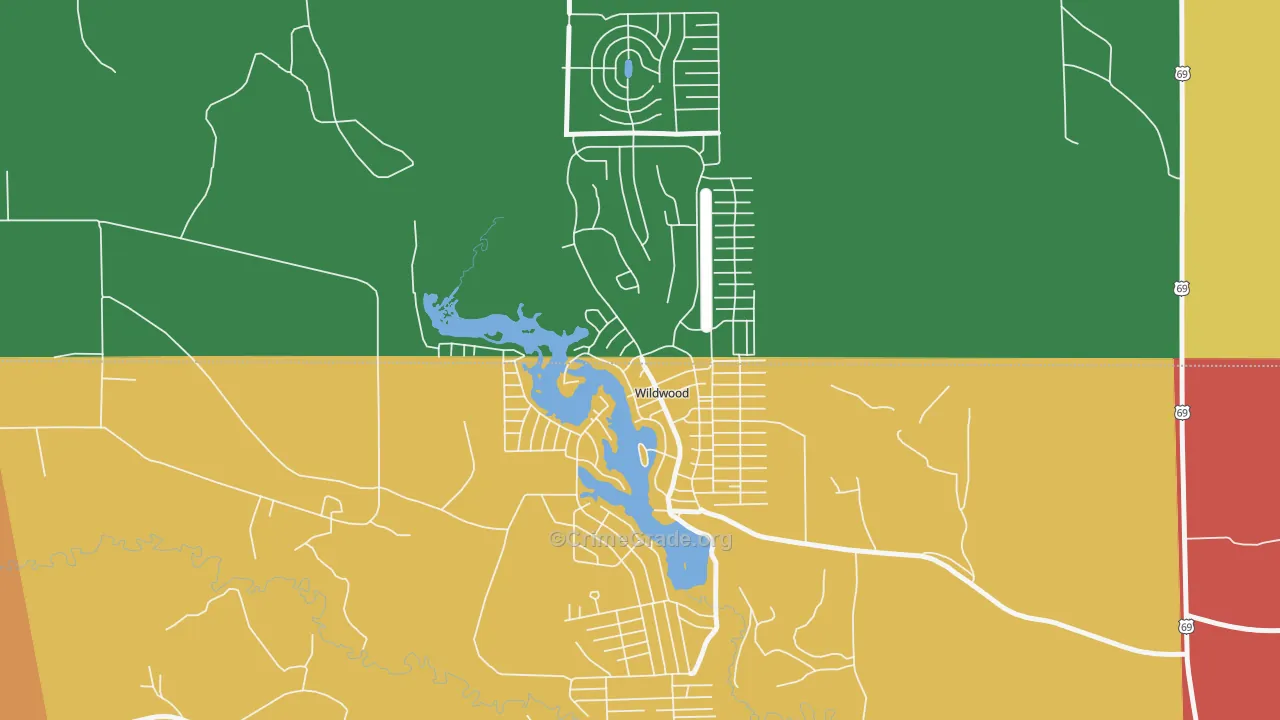 Wildwood, TX Map of Murder Rates