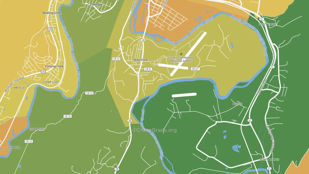 Wiley Ford, WV Map of Murder Rates
