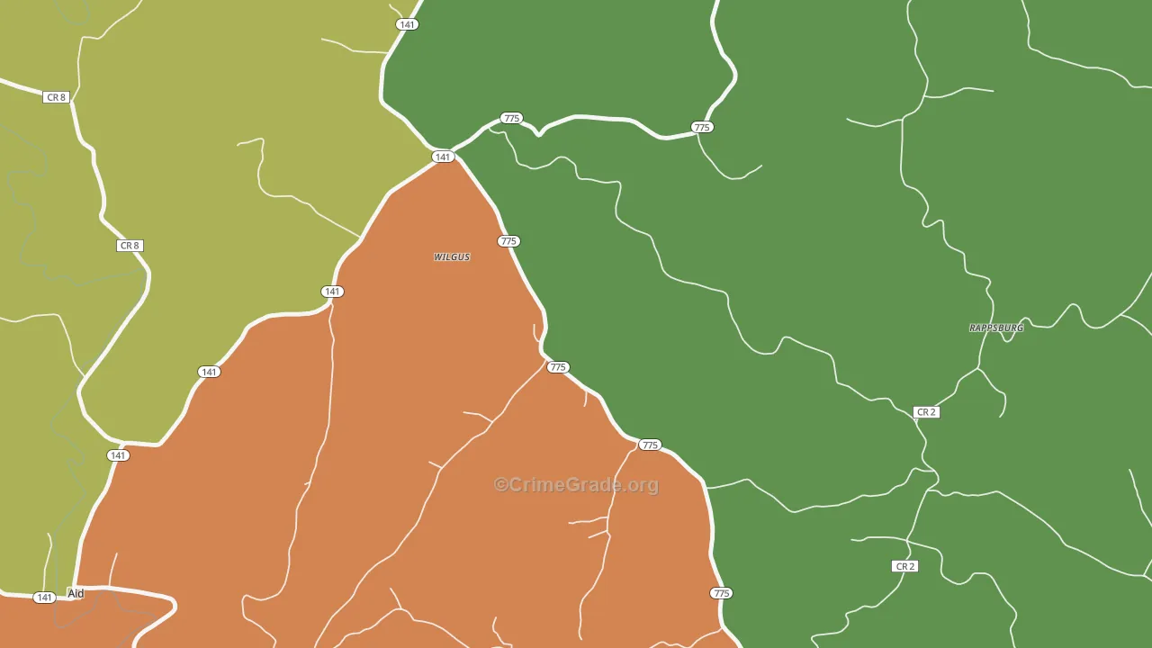 Wilgus, OH Map of Murder Rates