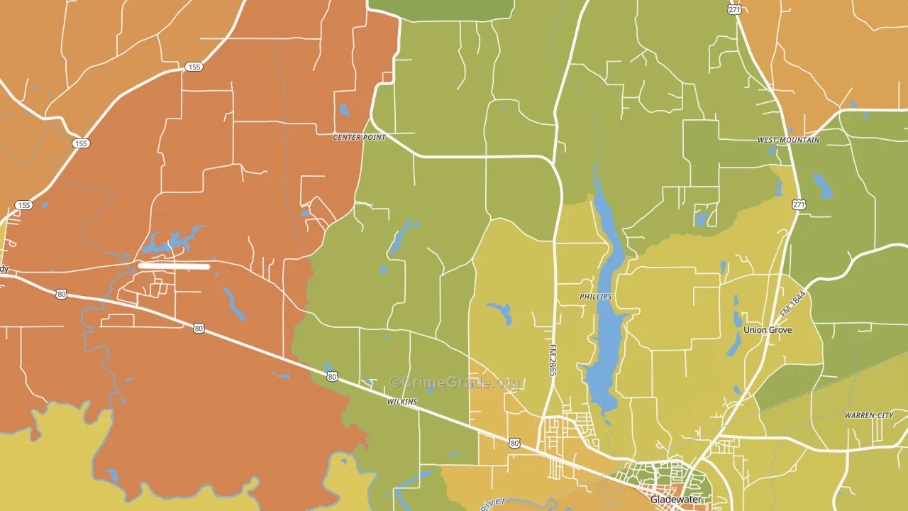 Wilkins, TX Map of Murder Rates