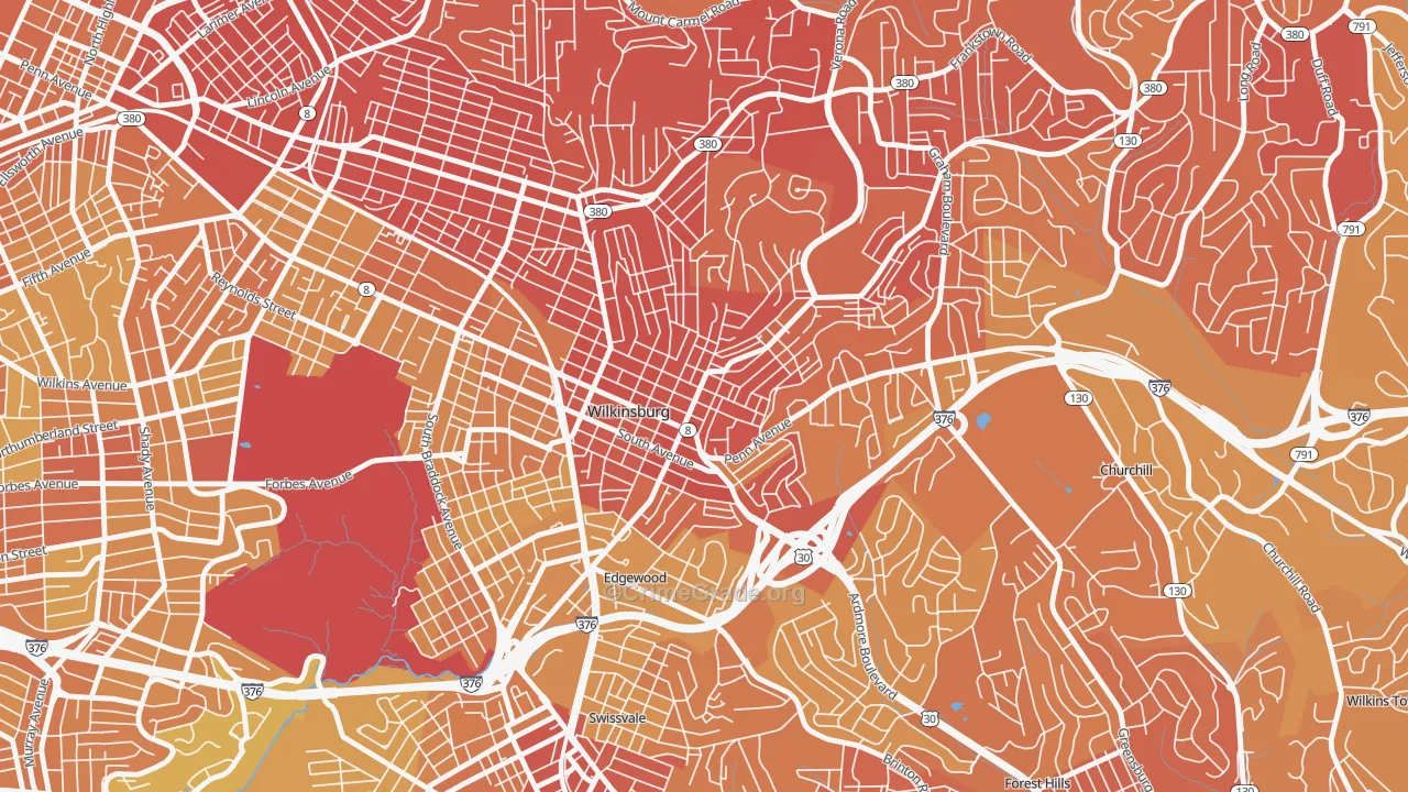 Wilkinsburg, PA Map of Murder Rates