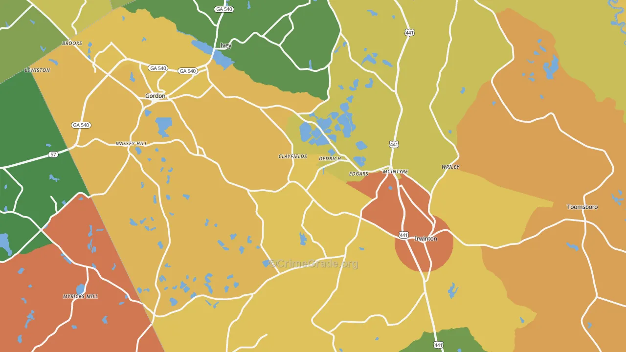 Wilkinson County, GA Map of Murder Rates