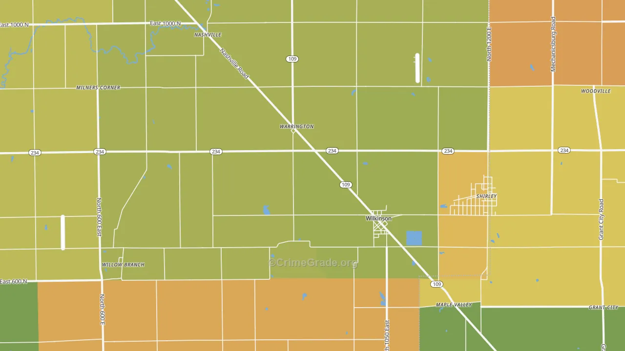 Wilkinson, IN Map of Murder Rates
