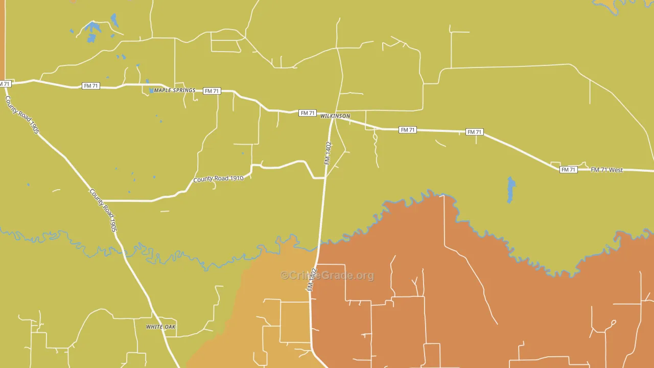 Wilkinson, TX Map of Murder Rates