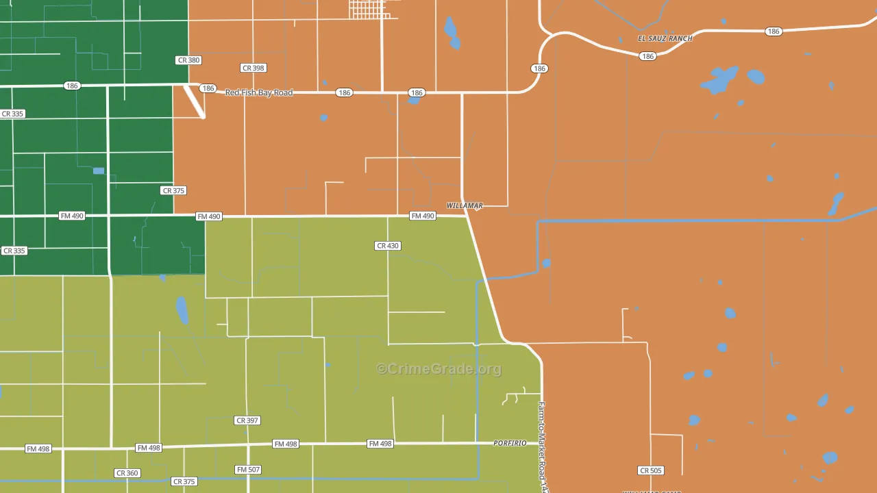 Willamar, TX Map of Murder Rates