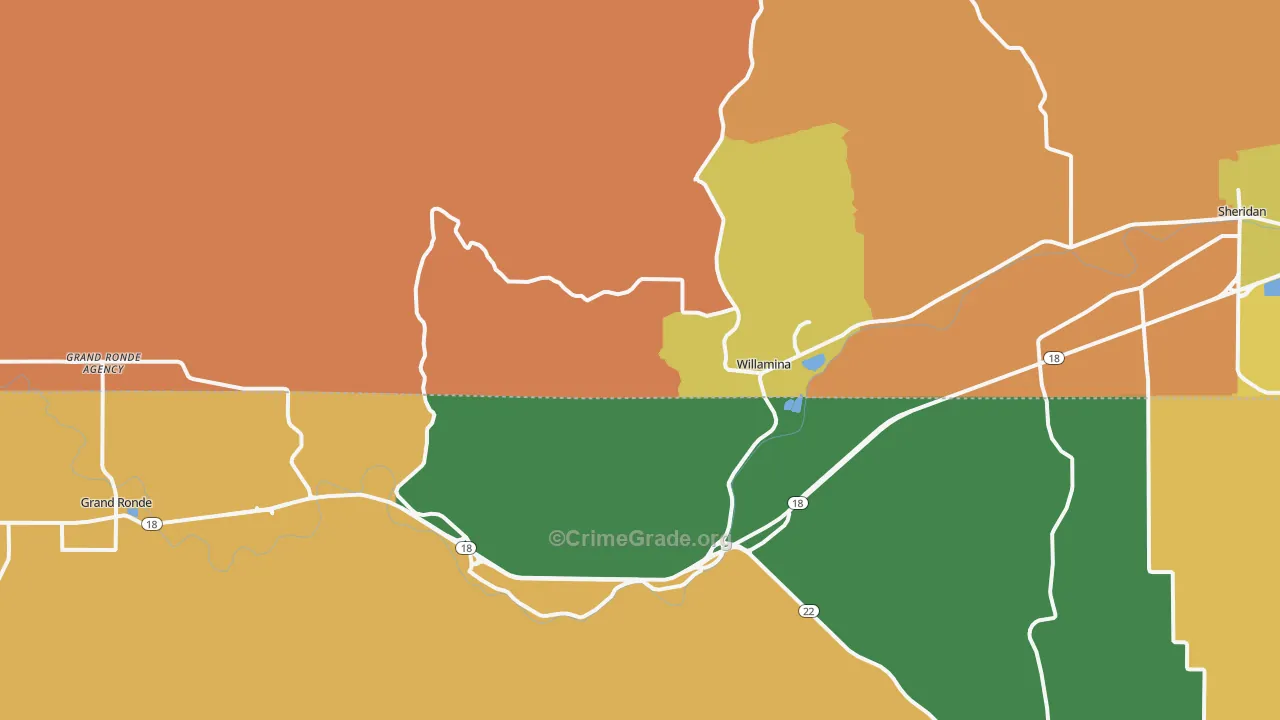 Willamina, OR Map of Murder Rates