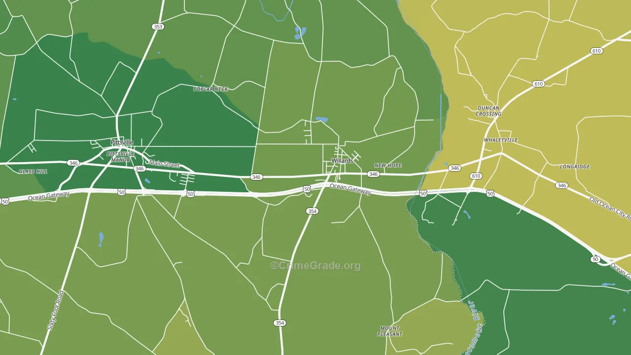 Willards, MD Map of Murder Rates