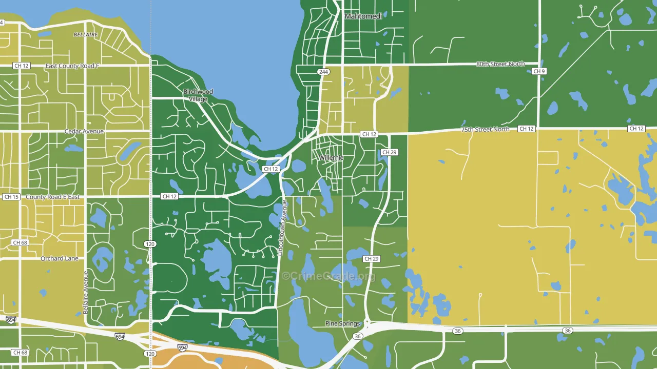 Willernie, MN Map of Murder Rates