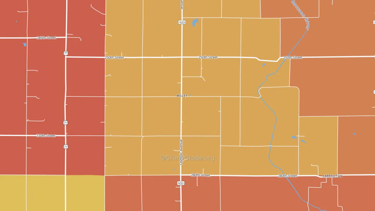 Willey, IA Map of Murder Rates