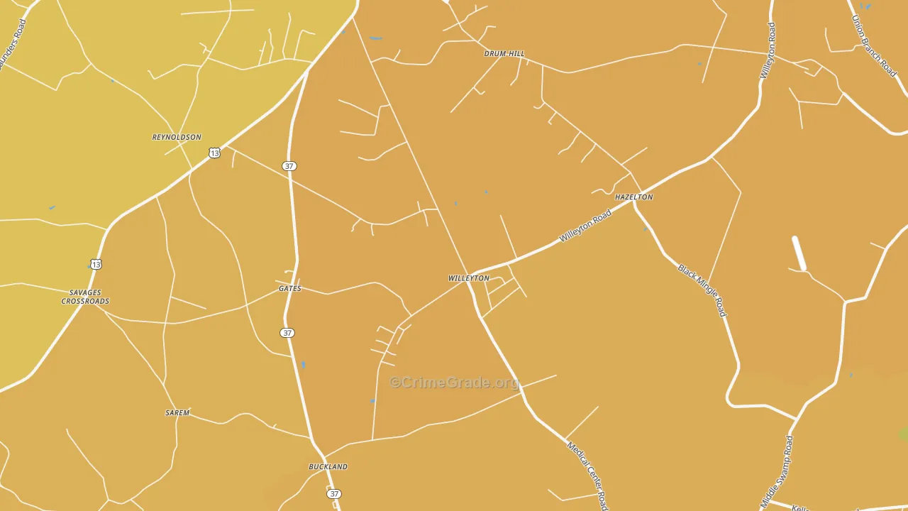 Willeyton, NC Map of Murder Rates