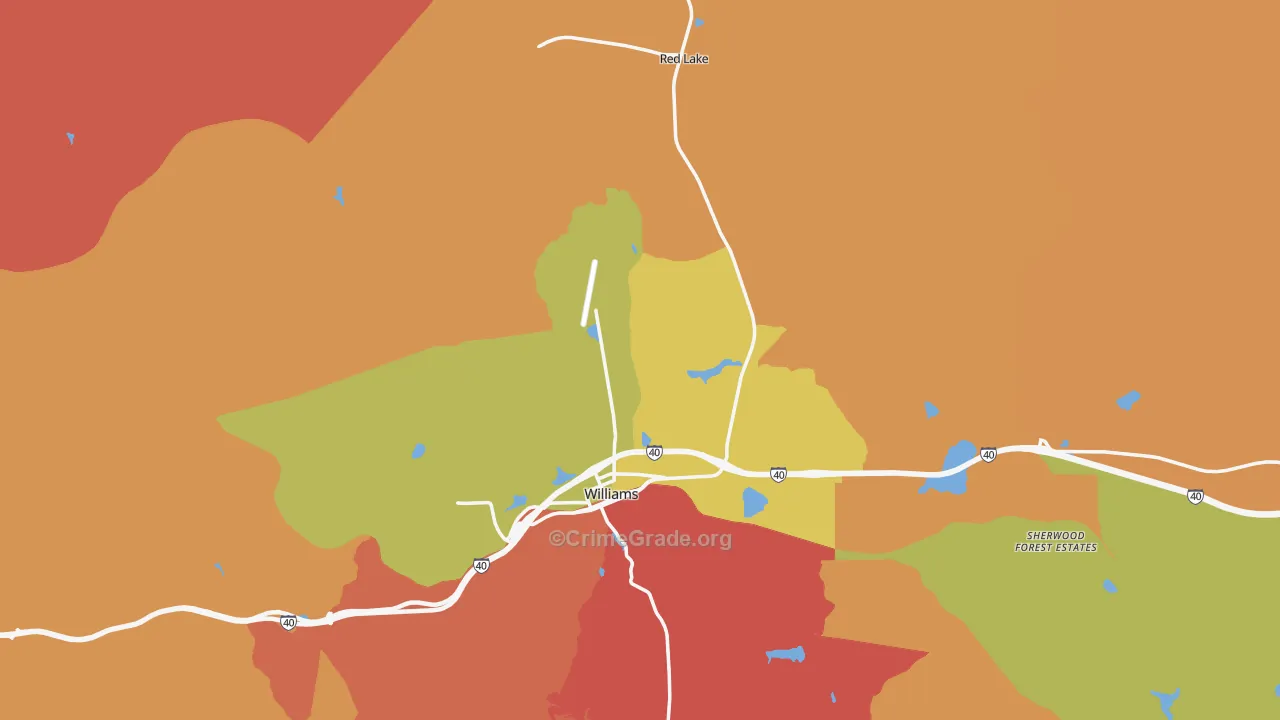 Williams, AZ Map of Murder Rates