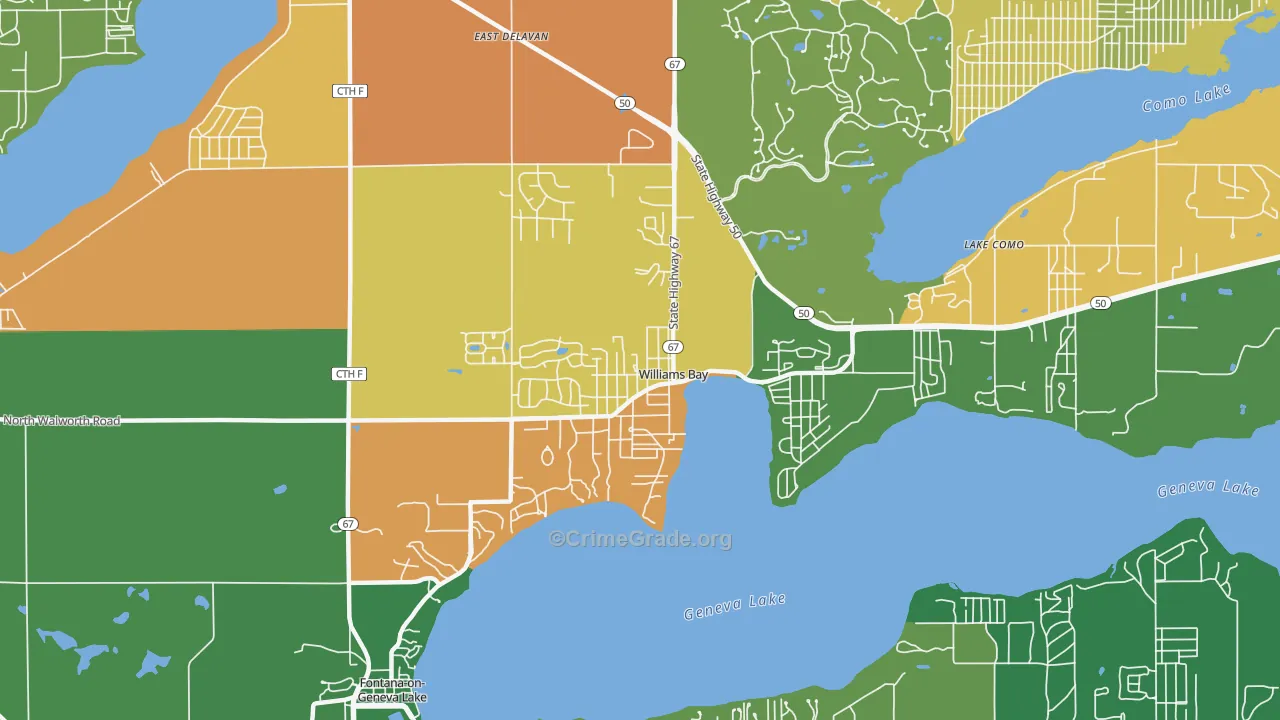 Williams Bay, WI Map of Murder Rates