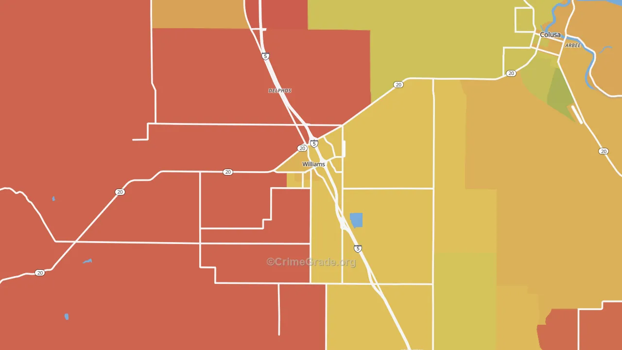 Williams, CA Map of Murder Rates