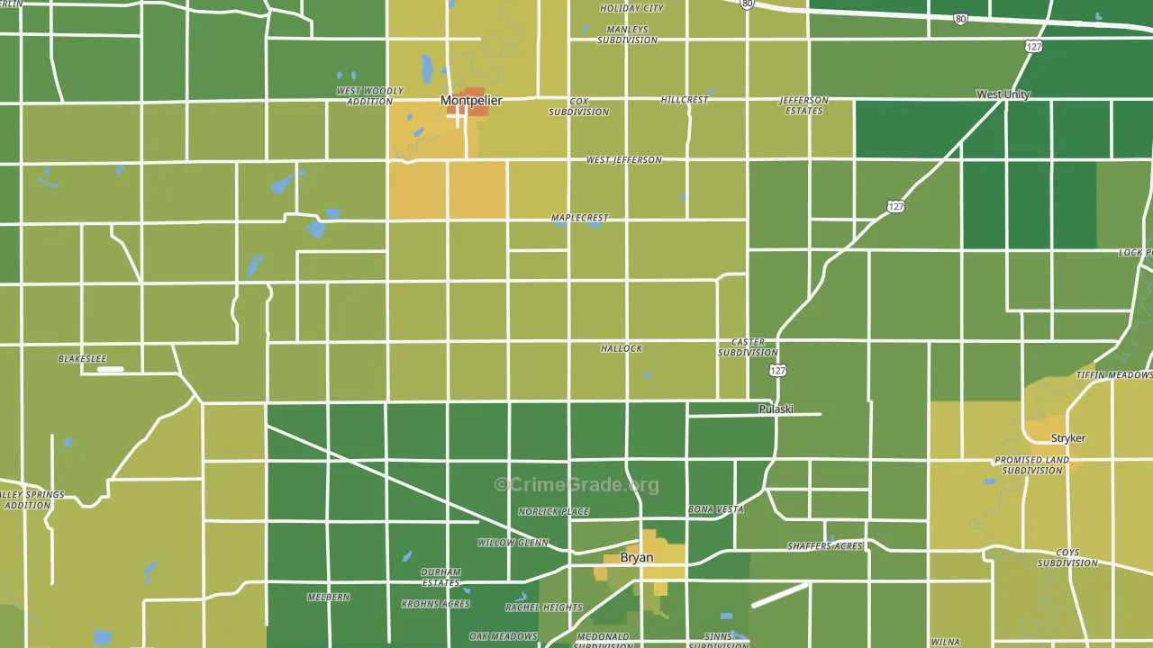 Williams County, OH Map of Murder Rates