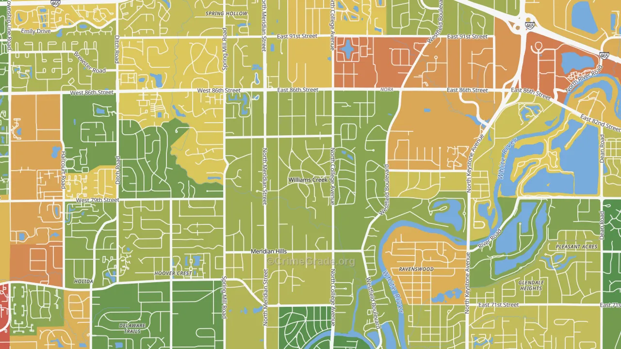 Williams Creek, IN Map of Murder Rates