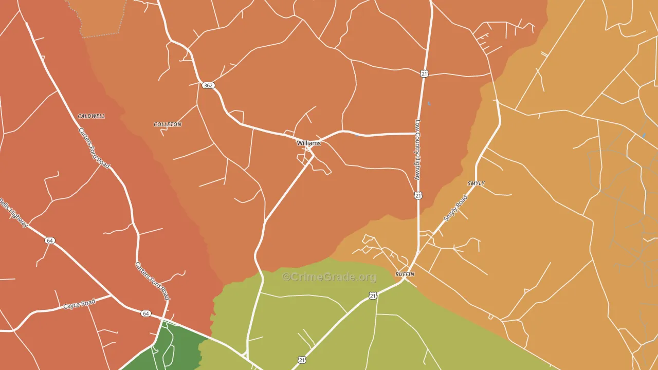 Williams, SC Map of Murder Rates