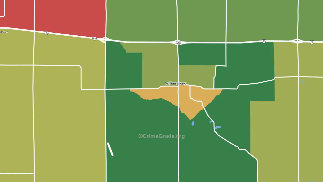 Williamsburg, IA Map of Murder Rates