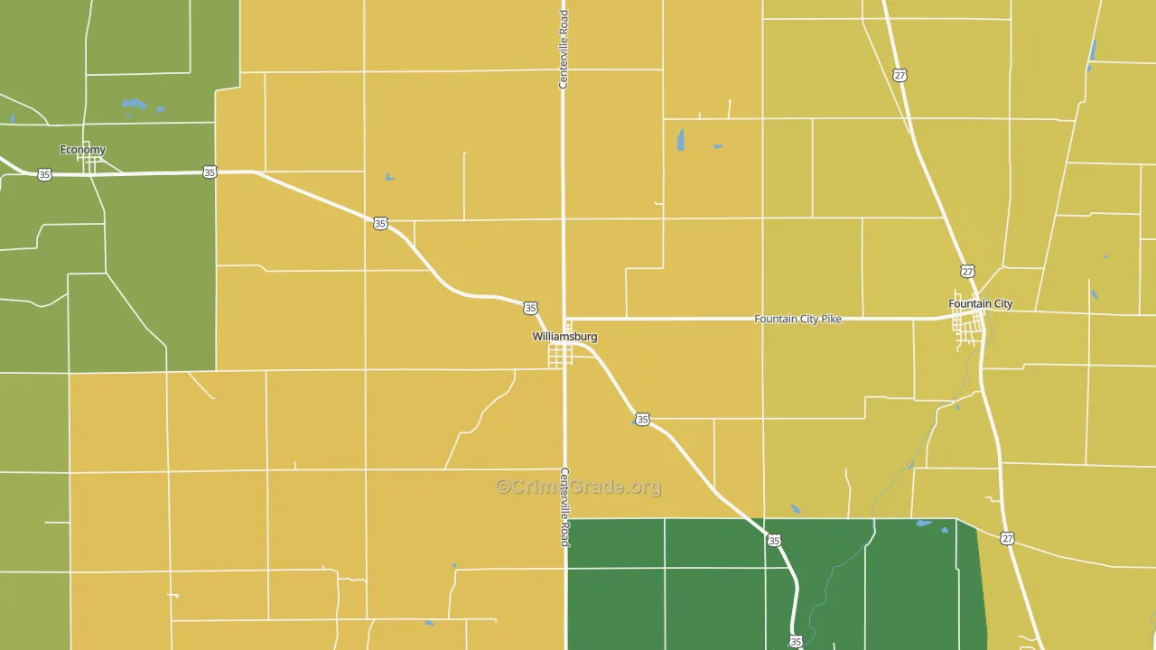 Williamsburg, IN Map of Murder Rates
