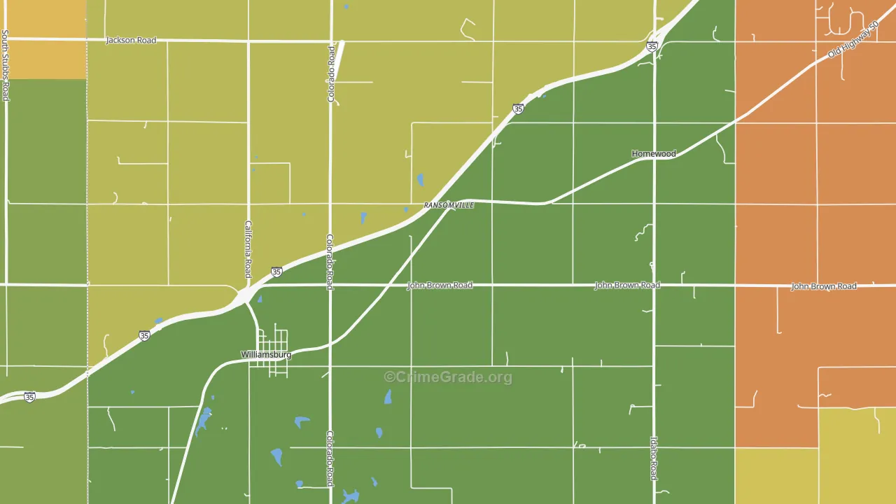 Williamsburg, KS Map of Murder Rates