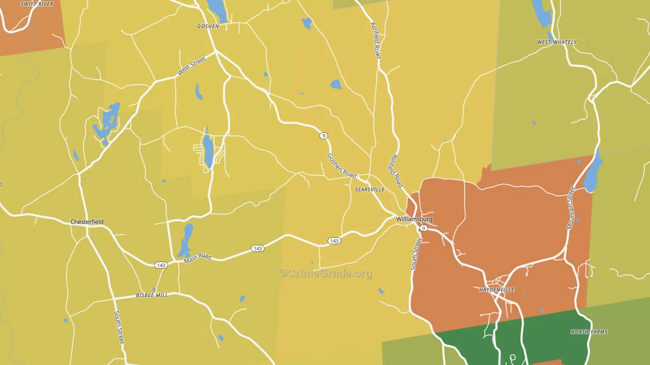 Williamsburg, MA Map of Murder Rates