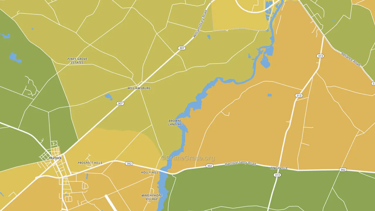 Williamsburg, MD Map of Murder Rates